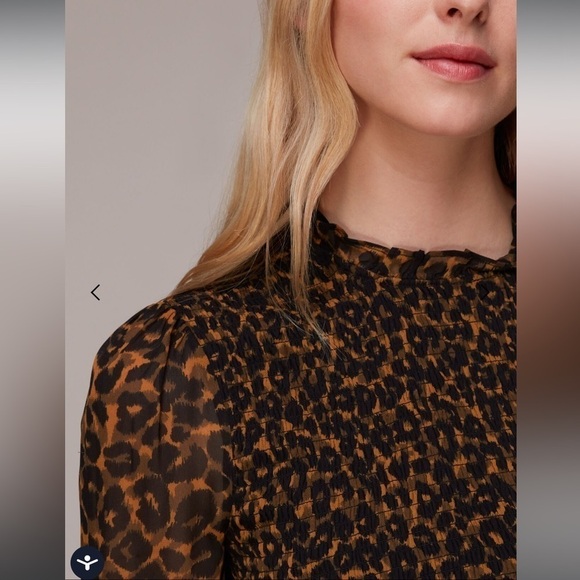 NWOT Whistles Women's Brown Classic Leopard Shirred Dress - Picture 3 of 13